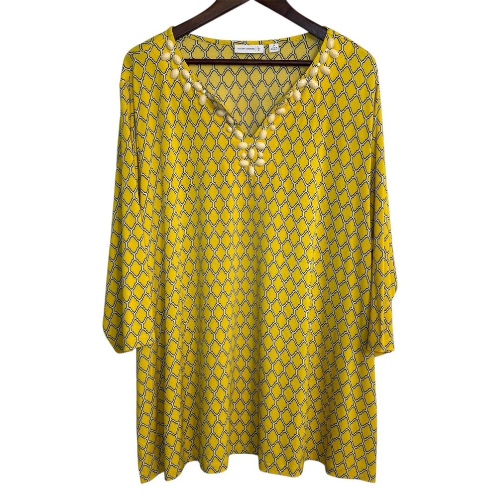 Susan Graver tunic top women's‎ 3X gemstone liquid knit office career church